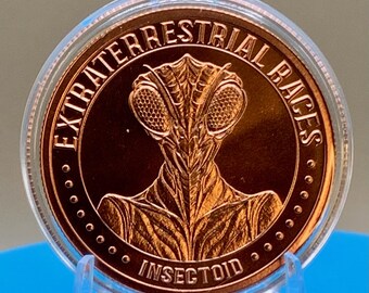 Intaglio Aliens UFO Sightings 1 oz Copper Round | Insectoids