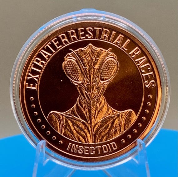 UFO Sightings: Intaglio Aliens copper round