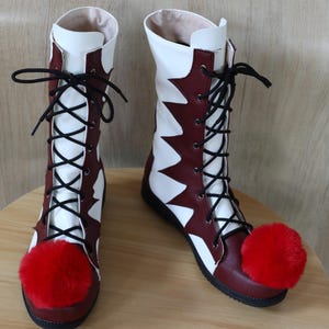 The Dancing Clown Cosplay Boots: Faux Leather Halloween Costume Shoes, Made to Order