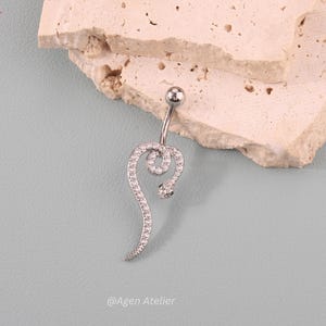 Snake Dangle Belly Button Ring – Crystal Paved Serpent Navel Piercing Jewelry with Green Eyes, Gothic Reptile Belly Ring Gift For Her