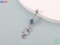 14G Seahorse Dangle Belly Button Ring – 316L Stainless Steel • Silver Navel Piercing Jewelry • Dainty Ocean-Inspired Piercing • Gift for Her