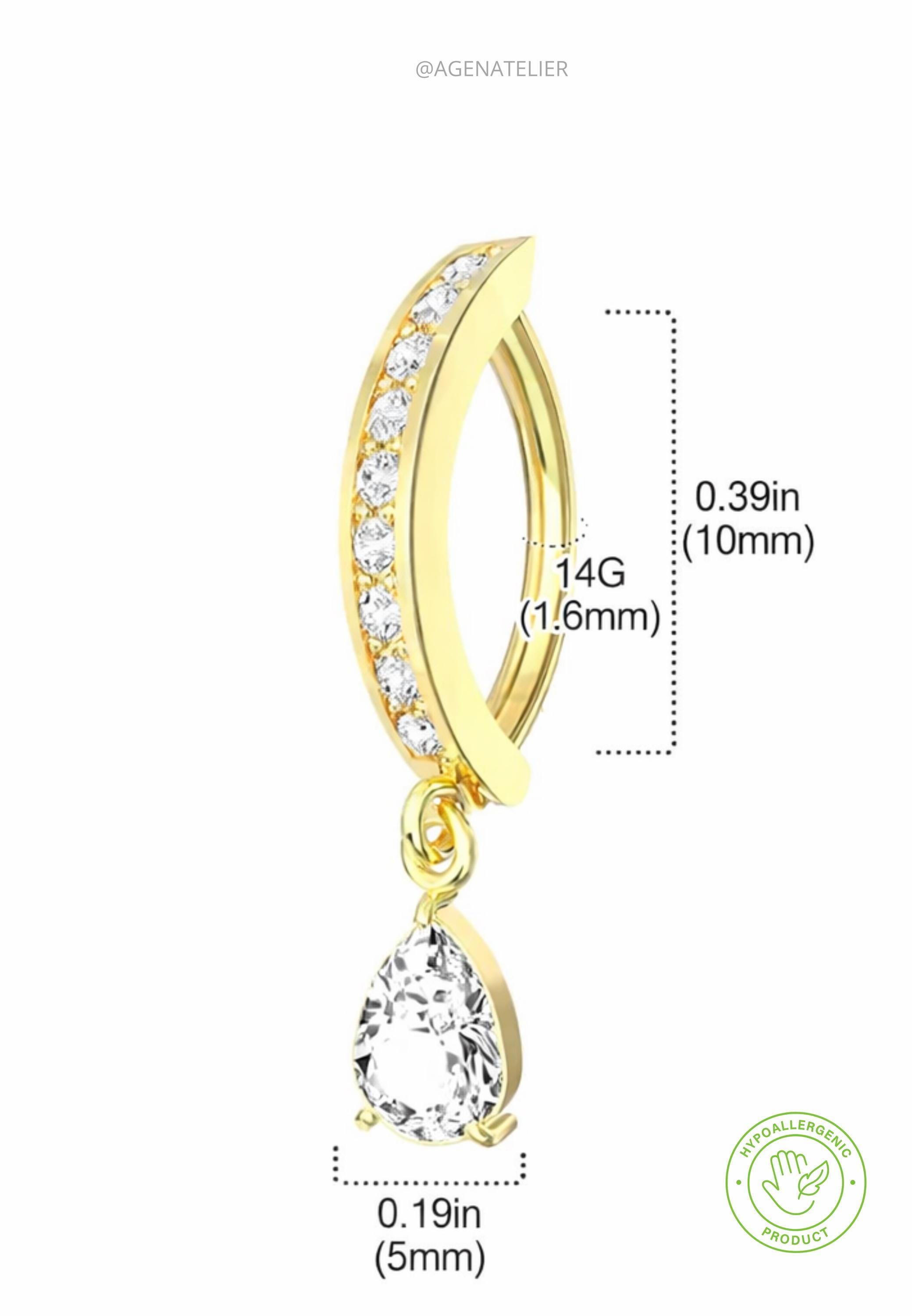 Float Clicker 14G Gold Clicker Belly Ring, Reverse Belly Button Ring, Surgical Steel ...