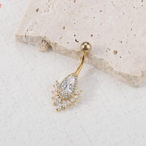 Gold Plated Belly Button Rings Stainless Steel Belly Rings CZ Belly Button Piercings for Women Navel Piercings,Navel Barbell,Best Gift