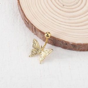 Gold Butterfly Belly Ring – Dainty Butterfly Navel Piercing Jewelry • Minimalist Belly Button Jewelry • Cute Navel Piercing Gift for Her