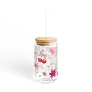 Vaso para beber Coquette con diseño floral / Vaso decorativo de 16 oz, perfecto para regalos, fiestas de verano, decoración del hogar, ecológico