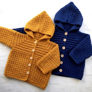 Giacca con cappuccio e cardigan per neonati / Modello per maglione con punto scorza di limone per neonati, baby shower