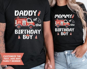 Fire Truck Birthday Shirt, Boys Firetruck Themed Birthday Gift, Toddler Boy Fire Fighter T-shirt, Family Kids Matching Tees mommy and me