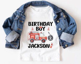 Fire Truck Birthday Shirt, Boys Firetruck Themed Birthday Gift, Toddler Boy Fire Fighter T-shirt, Family Kids Matching Tees mommy and me