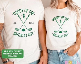 Golf Birthday Shirt, 1st Birthday Outfit, Hole in One Birthday Party, Personalized Gold Family Birthday Shirts, Golf birthday shirt custom
