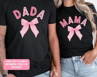 Custom Pink Bow Birthday Shirt, Custom Coquette Birthday, Coquette Party Shirts, Matching Family Ribbon Shirts personalized