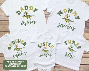 Three Rex Matching Family Birthday Shirts, Matching Family Dinosaur Shirts, Birthday, 3rd Birthday Shirt, Mama Daddy Saurus