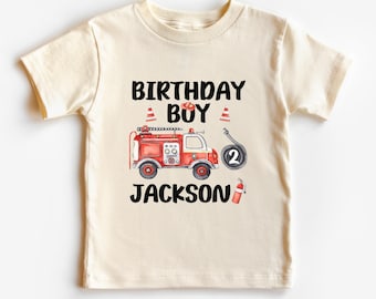 Fire Truck Birthday Shirt, Boys Firetruck Themed Birthday Gift, Toddler Boy Fire Fighter T-shirt, Family Kids Matching Tees mommy and me
