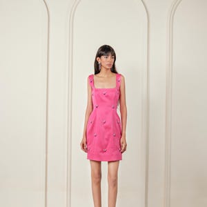 hot pink club dress Asymmetrical Ruffle Fringe Women's Cocktail Short Slim Fit Bodycon Knitted Fabric High Waist Elegant Party Club,XS This dress is perfect for any laid Hot Pink Club Dress -