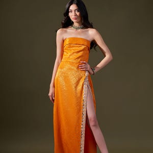 Strapless Orange Dresses - Etsy Strapless Orange Dresses - Etsy