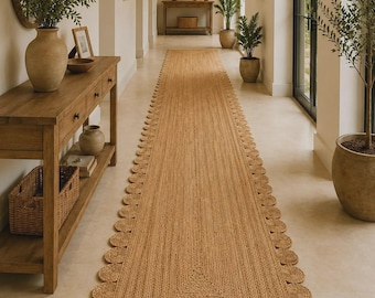 Alfombra de yute natural hecha a mano - Decoración rústica bohemia trenzada