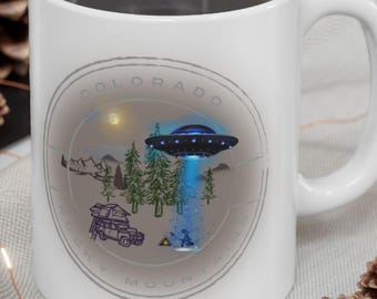 Colorado Rocky Mountain UFO Mug, Camper Gift