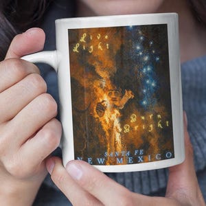 Zozobra Coffee Mug, Live Light Burn Bright, Santa Fe NM Festival Souvenir