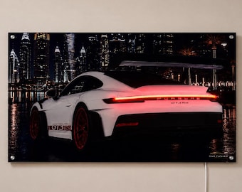 Porsche GT3RS Dubai, pittura acrilica con LED