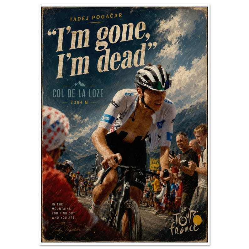 Tadej Pogačar Col de la Loze Poster — Vintage Tour de France Art