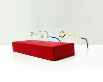 Cartier Brille Randlose Goldrahmen Klare Linse Vintage Eyewear
