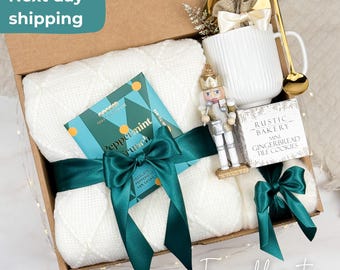 Cozy Winter Gift Box: Christmas Gift for Parents with Blanket, Socks and Treats