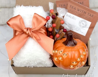 Hug in a Box, Pumpkin Fall Home Decor, Self Care Package, Fall Gift Basket, Client Thank You Gift, Thinking of You Gift, Cozy Hygge Autumn