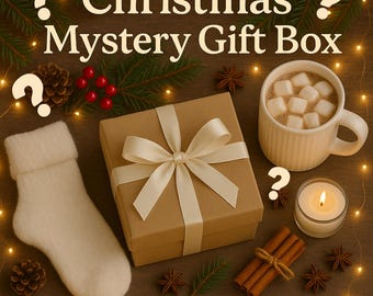 Christmas Mystery Box - Surprise Self Care Gift Set with Cozy Blanket, Seasonal Treats and Winter Home Decor