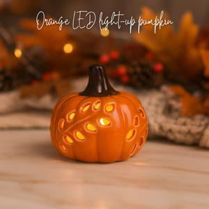 LED Light Up Ceramic Pumpkin - Fall Home Decor, Gift For Friend, Autumn Self Care Gift, Seasonal Table Decor, Halloween Decor, Nightlight