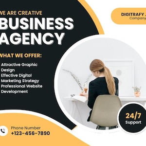 Ulotka dla nowoczesnej agencji biznesowej | Marketing cyfrowy i projektowanie graficzne | Szablon reklamy usług