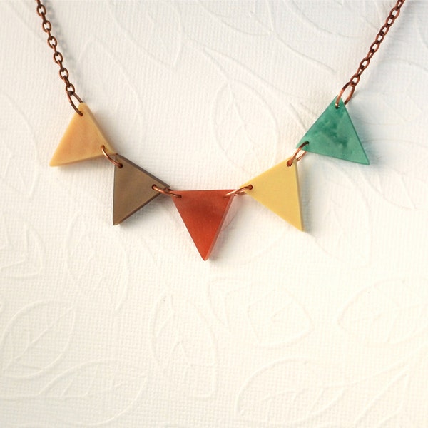 Autumn Beauty Under 40  Geometric Triangle Bunting Necklace