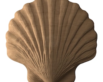 Scallop Seashell STL-bestand voor CNC-houtsnijwerk, kustdecorpaneel (digitale download)