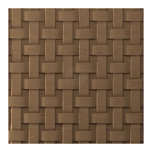 Könnte beinhalten: Nahaufnahme eines gewebten Musters in Brauntönen. Das Design zeigt ein sich wiederholendes Gitter aus ineinander verwobenen Streifen, wodurch eine strukturierte Oberfläche entsteht. Das Muster erinnert an Korb- oder Rattan, mit einer natürlichen, organischen Ästhetik.