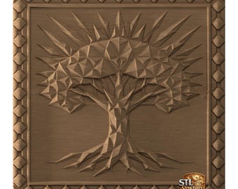 Tree of Light STL Relief Carving File | Mystical Sacred Tree STL, PNG (Digital Download)