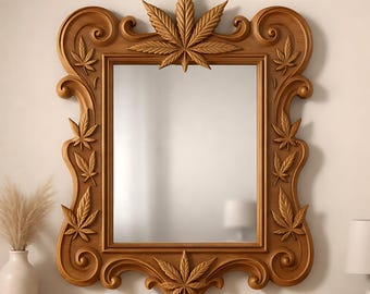 Wietbladlijst STL-bestand CNC houtsnijwerk, router, 3D-print, Digitale download, Instant