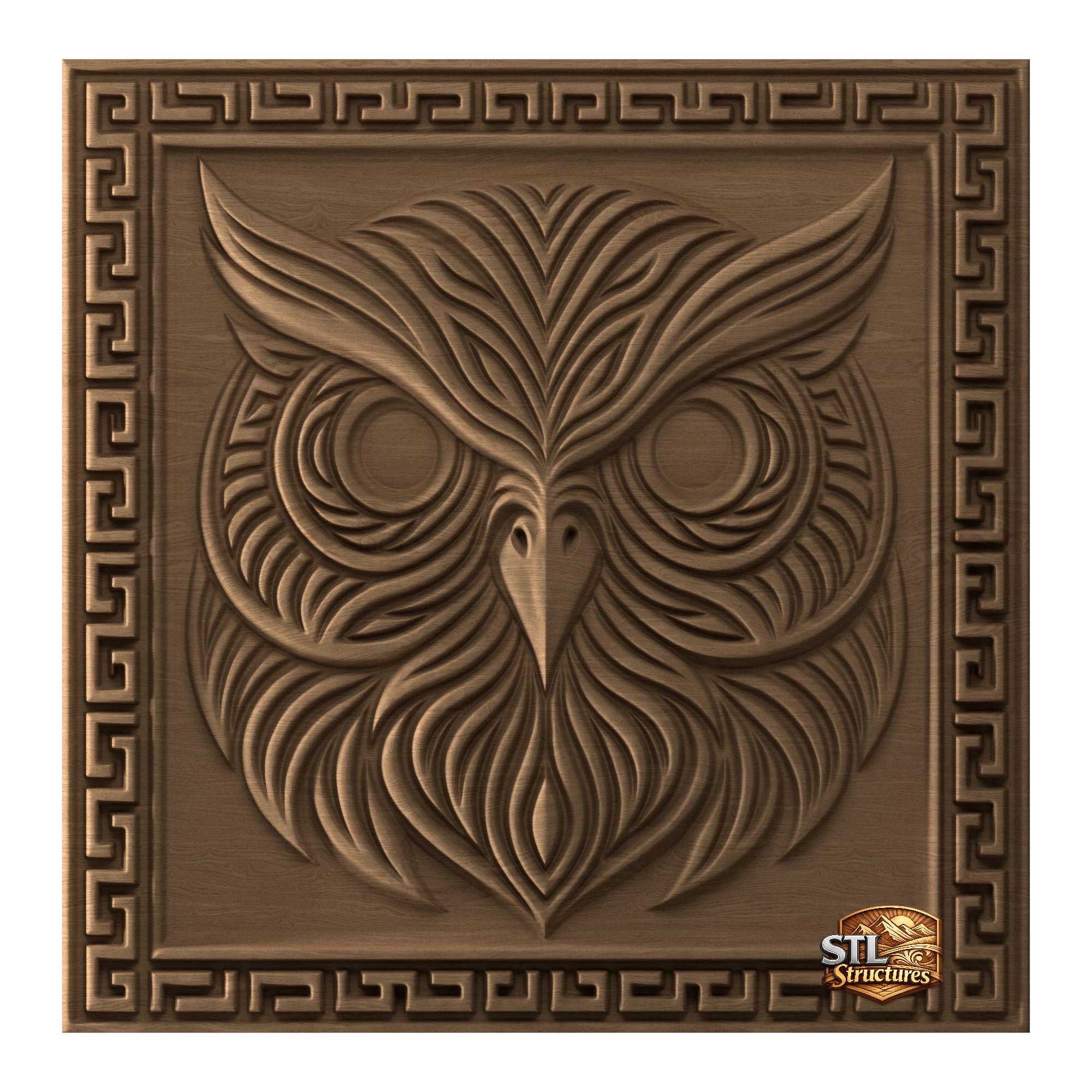 Tribal Owl STL Relief File for CNC Wood Carving 3D printing (Digital Download)