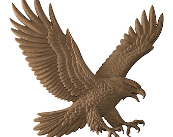 STL-bestand adelaar CNC-houtsnijwerk, sculptuur van wilde dieren, decor vogelreliëf, zwart