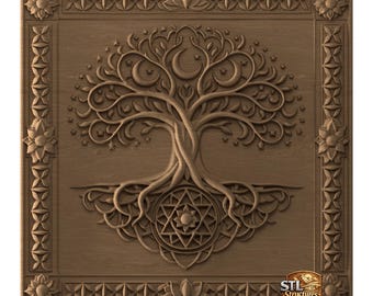 Tree of Eternity STL Relief File CNC Router Wood Carving | 3D Print | Commercial License
