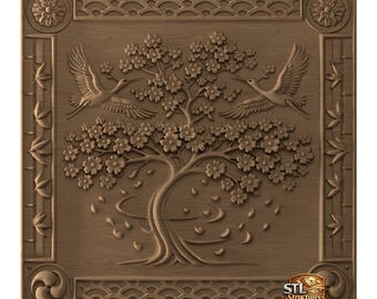 Sakura Tree STL Relief File CNC Router Wood Carving | 3D Print | Commercial License | Sacred Trees Collection