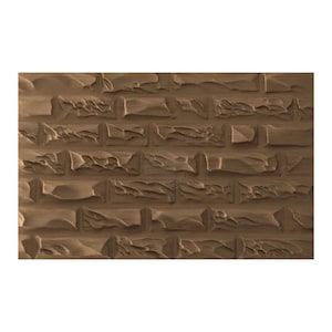 May include: A detailed, close-up view of a brown brick wall. The bricks have a rough, textured surface with varying depths and shapes, creating a realistic, three-dimensional effect. The color is a warm, natural brown.
