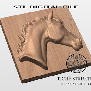 Rilievo classico del cavallo - Modello STL 3D per intaglio CNC, incisione su legno, stampa 3D, download digitale