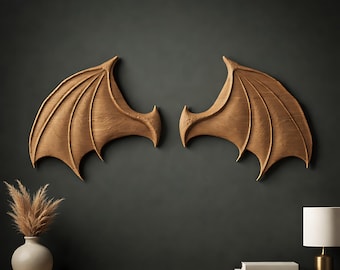 Demon Wings STL File CNC Wood Carving Relief & 3D Printing, Digital download