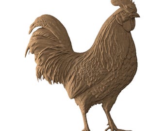 Rooster STL file for CNC woodcarving,bird model, rustic decor, bas relief, Vcarve compatible
