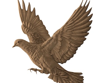 Pigeon STL File CNC Carving & 3D Printing | Wildlife Relief, Flying Bird Sculpture, Digital Download