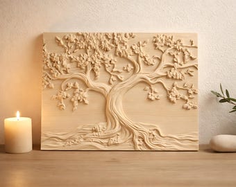 Tree of Life Art STL CNC Wood Carving & 3D Printing  (Digital Download)