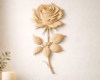 Rose STL Model CNC Wood Carving & 3D Printing, Flower Relief, Floral, Woodworking, Crafting Design