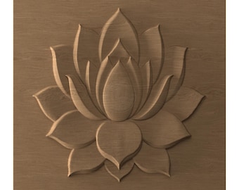 Lotus-model STL-bestand CNC-snijwerk, 3D-printen, bloemenmuurkunst, decoratief paneel