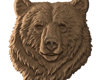 Bear Head STL File – CNC Wood Carving & 3D Printing, Wild Animal, Nature Decor, Predator
