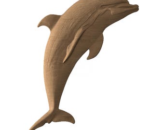 Delfin STL-fil CNC-träsnideri, digital nedladdning av marint liv, dekorativ havsdekor, relief för vilda djur