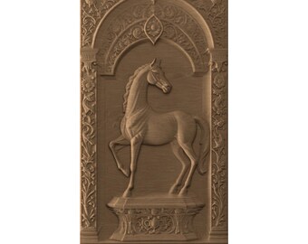 STL-bestand met paardenreliëf, CNC-houtsnijwerk