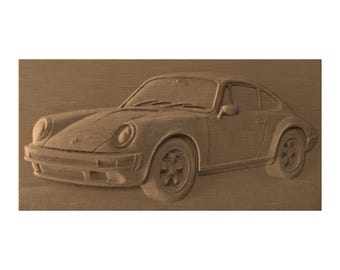 Porsche 911 STL model relief CNC router wood carving & 3D printing